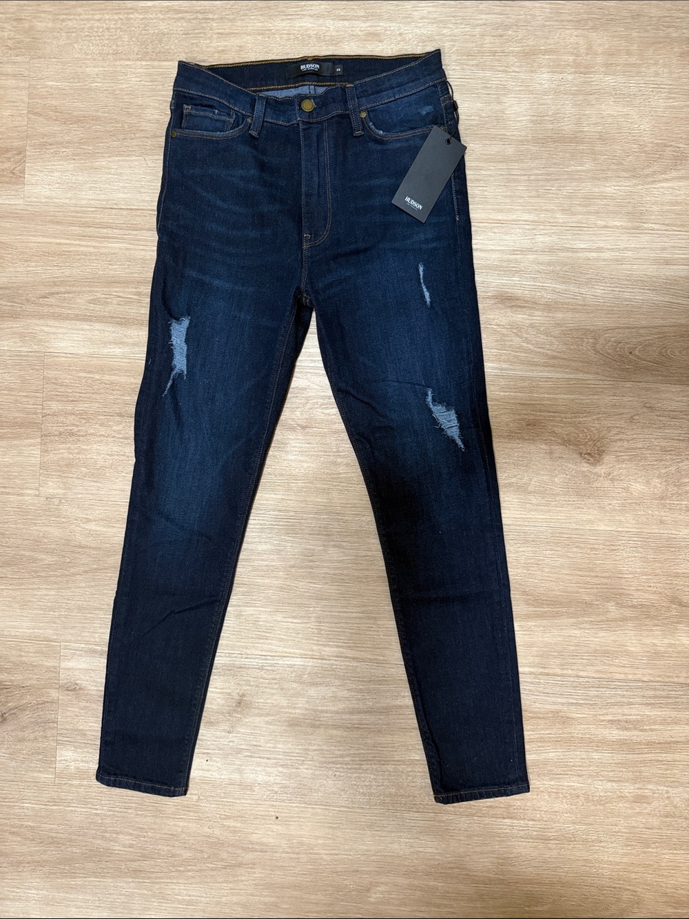 Hudson Jeans Barbara super skinny Dark Wash Distressed Skinny Jeans